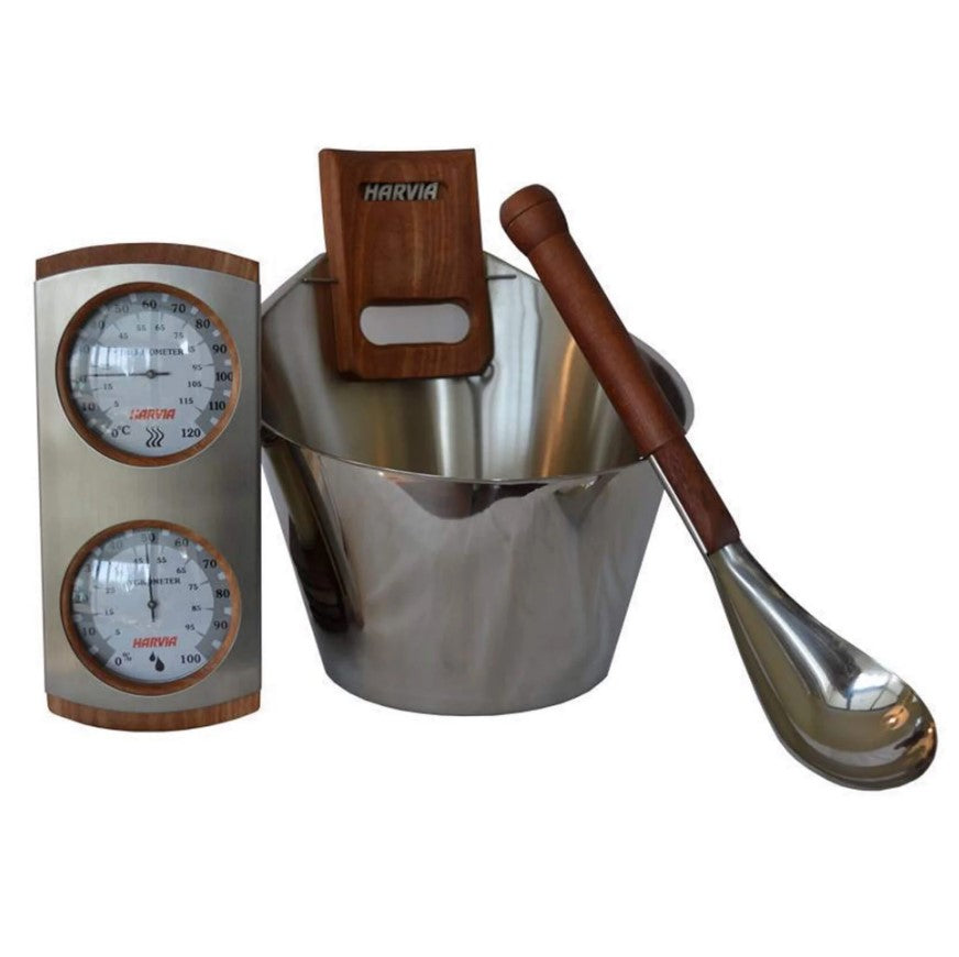 Harvia Stainless Bucket, Ladle, & Thermometer Kit